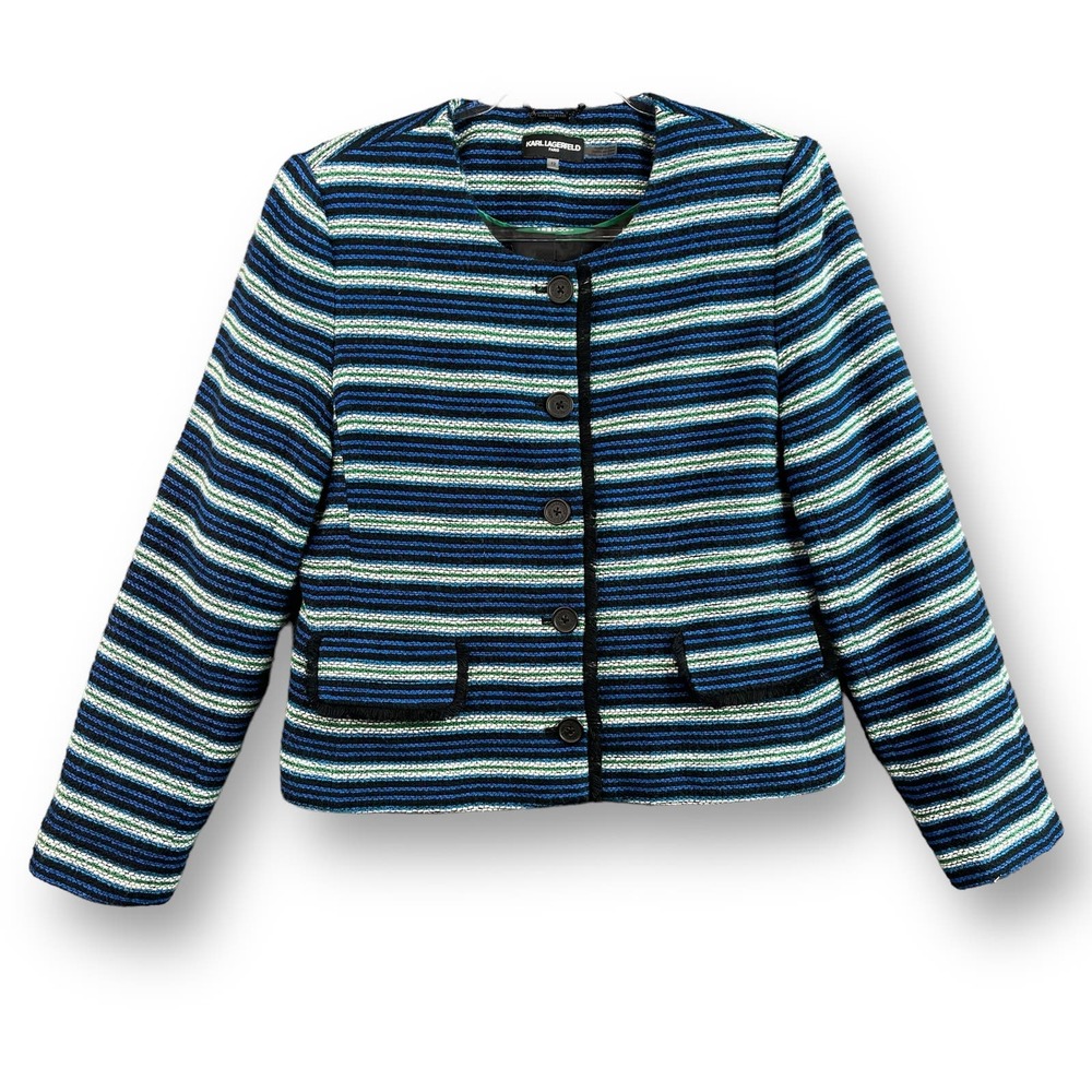 Karl Lagerfeld Striped Blazer Button Front‎ Size 12